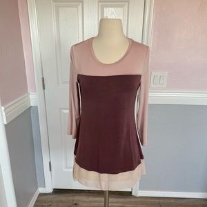 LOGO Color Block 3/4 Sleeve Blouse XS